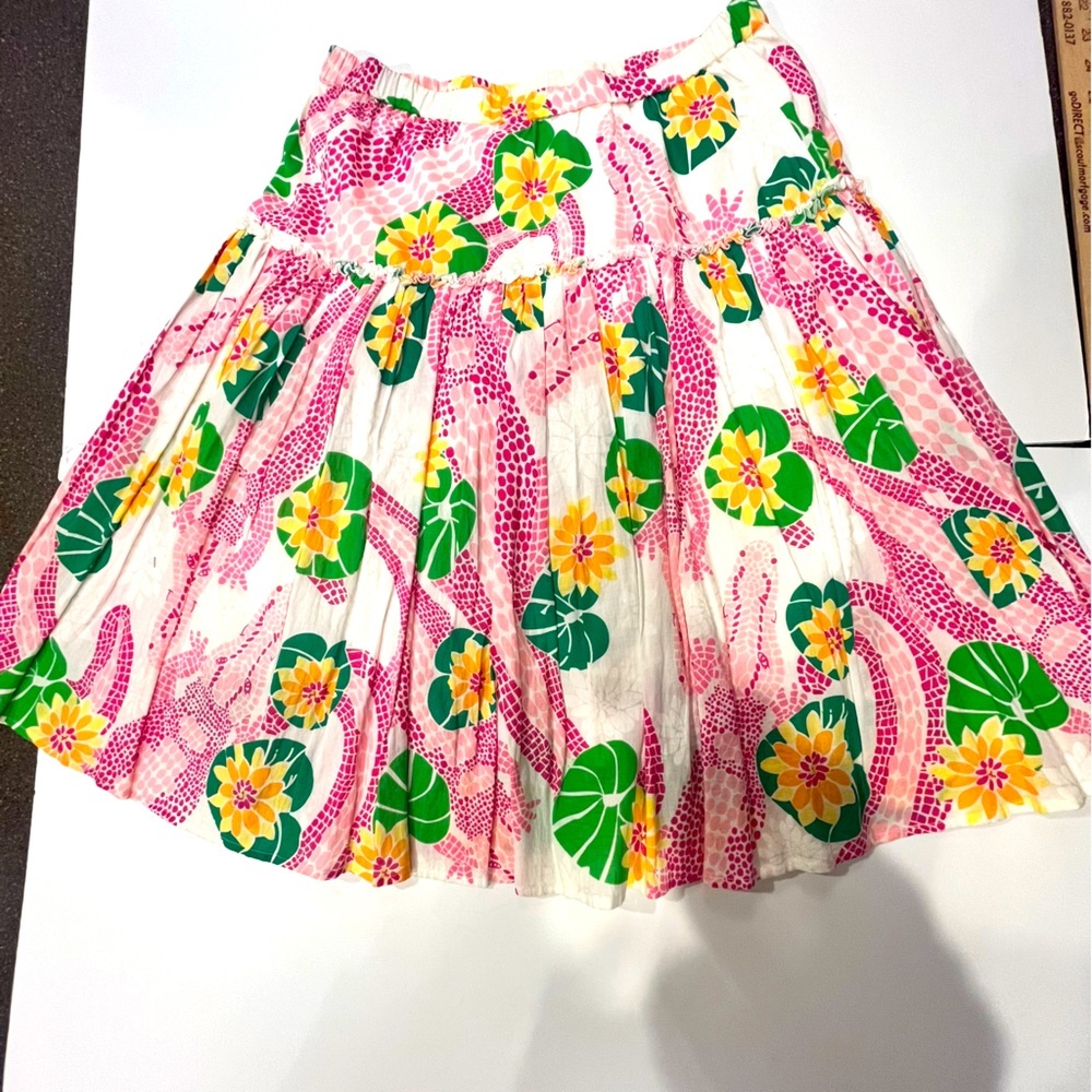 Lilly Pulitzer Skirt S/M Pink, Multi Color At Knee A-Line Lined Elastic Waist - Picture 10 of 10